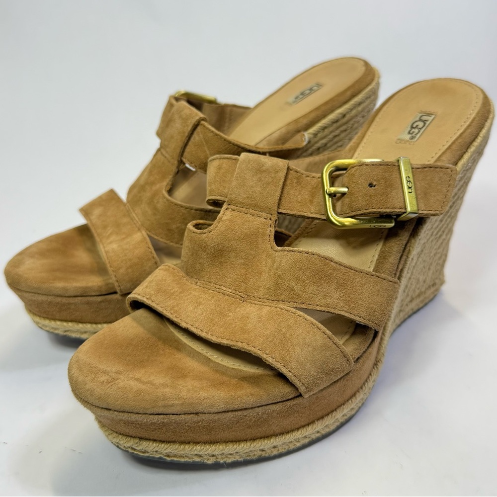 UGG Brown Suede Wedge Sandals
